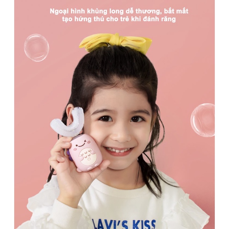 Bàn chải đánh răng điện Xiaomi AIBEDILA AB-4646 chữ U cho trẻ em An toàn dễ sử dụng - Minh Tín Shop