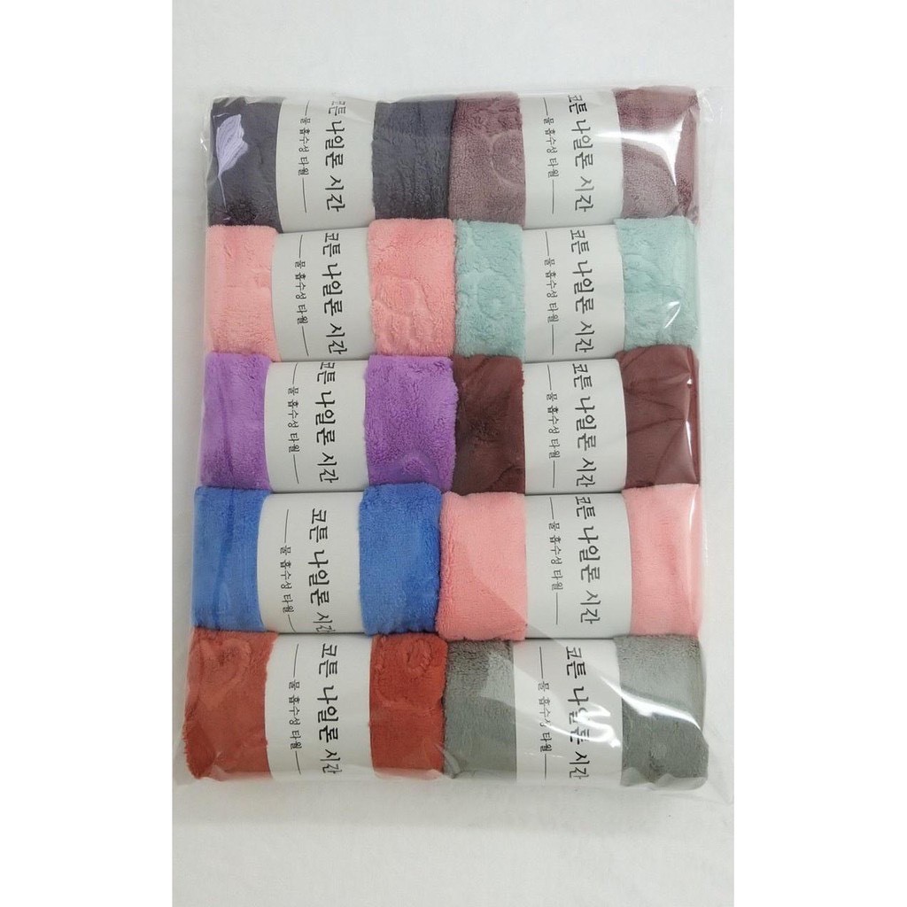 Set 10 khăn mặt Hàn kẻ, mềm mịn, thấm hút tốt 30x50cm