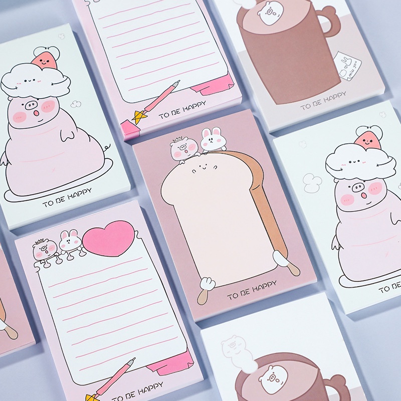 Tập 50 tờ giấy note ghi chú check list họa tiết động vật dễ thương 9x6cm GCG01