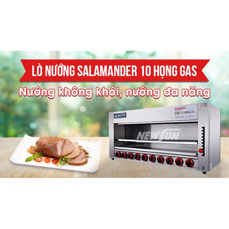 Lò nướng thực phẩm không khói Salamander 10, lò nướng đa năng họng bằng gas NEWUSN  hàng chính hãng