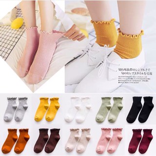 Tất Vớ Nữ Cổ Ngắn Viền Bèo Nhiều Màu Phong Cách Vintage Nhẹ Nhàng Hàng Quảng Châu Cao Cấp Chất Cotton Mơ House