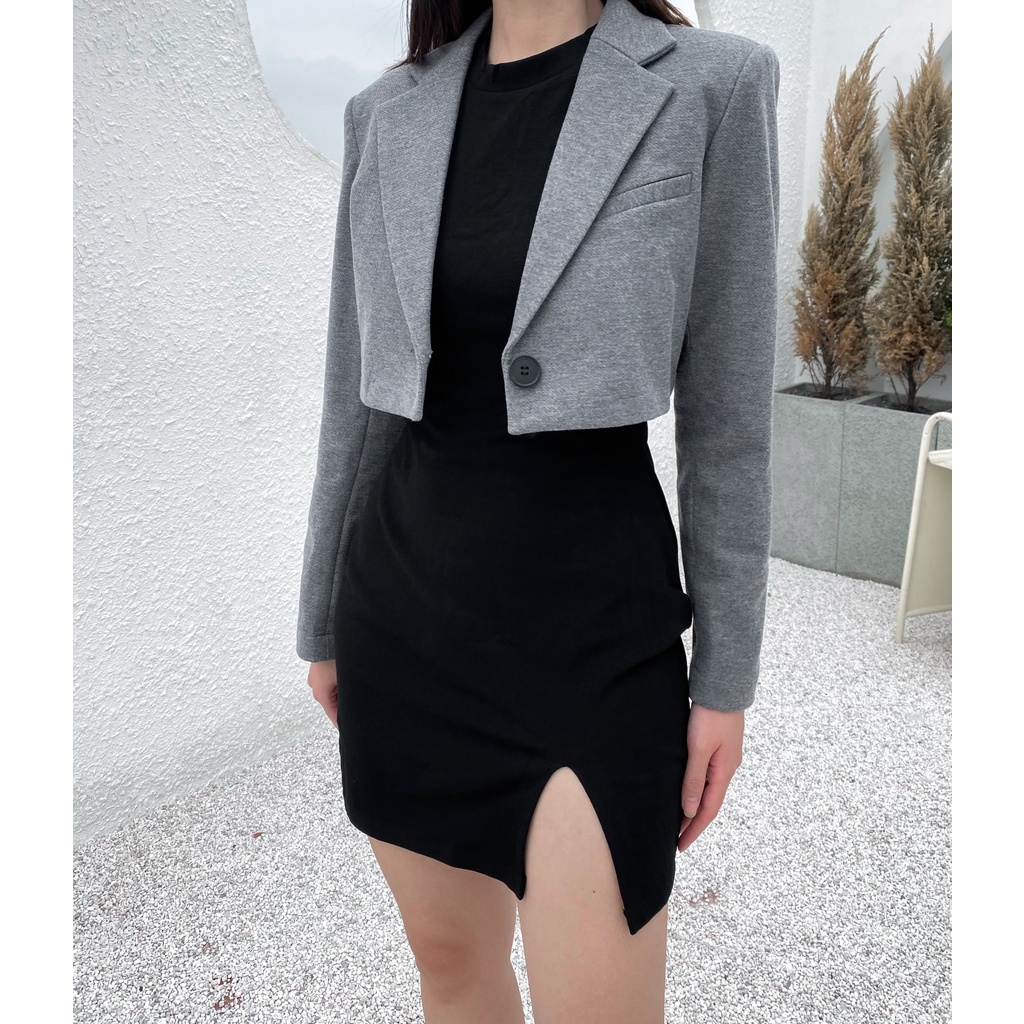 Áo vest dạ dáng croptop tay dài - Flynn Crop vest