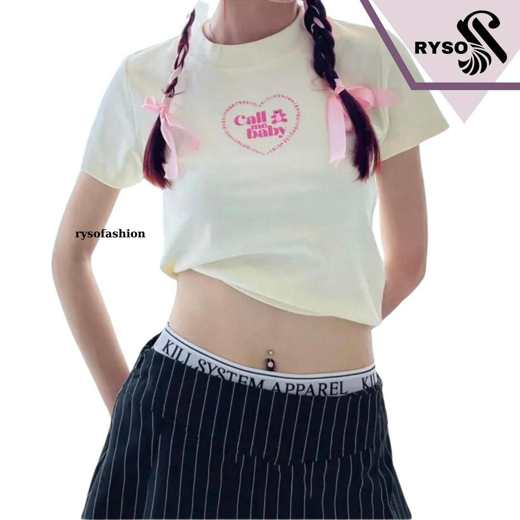 Áo Baby Tee Raplan in hình trái tim chất liệu 100% cotton Form Fit Phối Tay RYSO FASHION