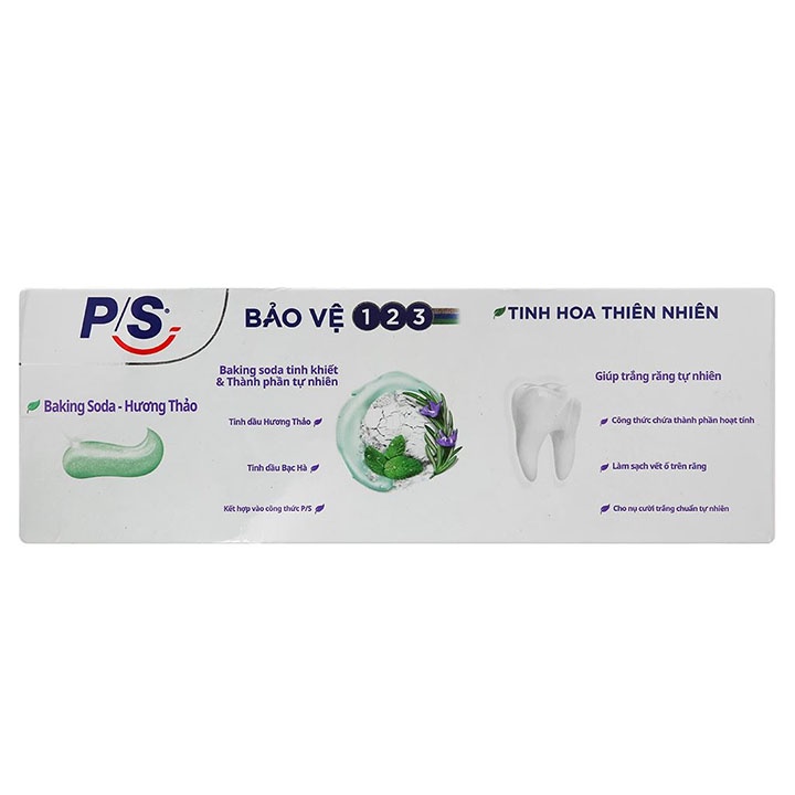Kem đánh răng P/S bảo vệ 123 baking soda & hương thảo - Hộp lớn 230g - Tặng kèm bàn chải