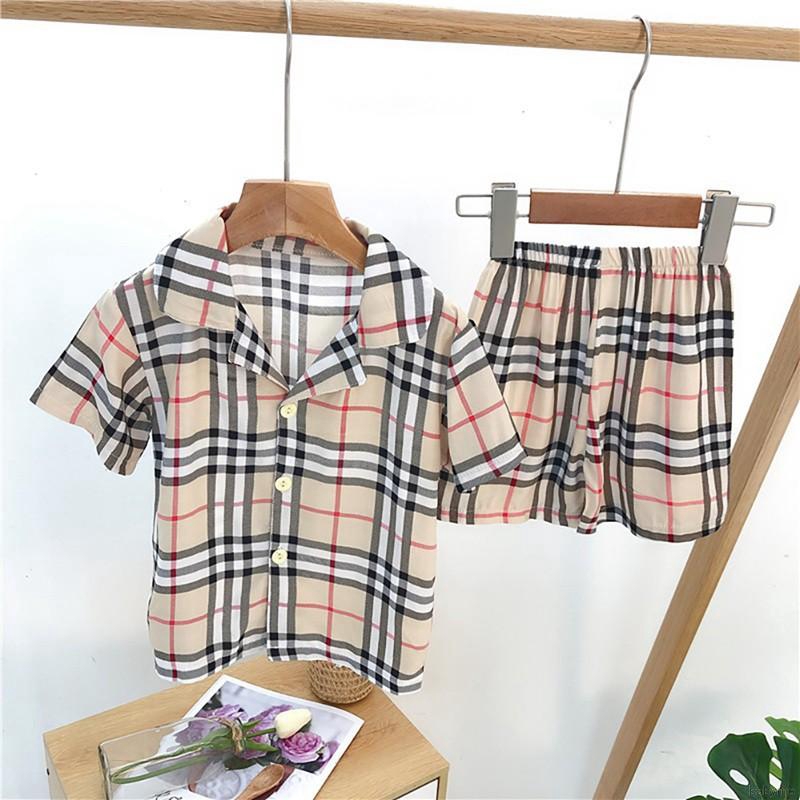 Set Áo Thun Ngắn Tay Cổ Tròn + Quần Short Pajamas Cho Bé Trai Gái