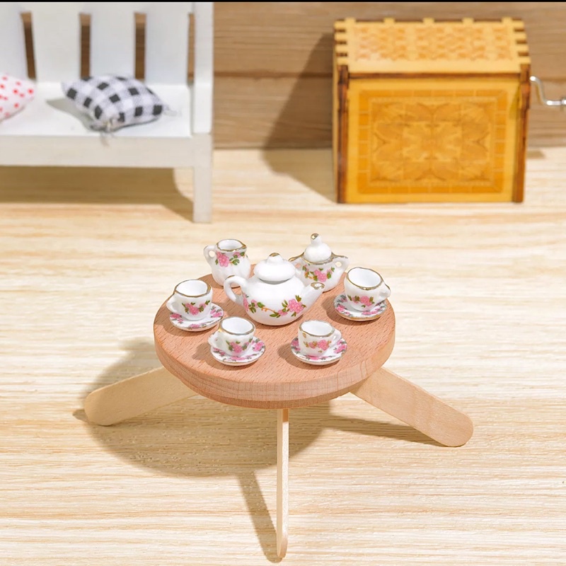 Bộ ấm trà tí hon bằng gốm sứ 11 món để trang trí