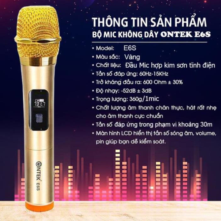 Micro karaoke ONTEKCO E6S thuộc dòng micro không dây công nghệ mới nhất hát chuyên nghiệp cho gia đình