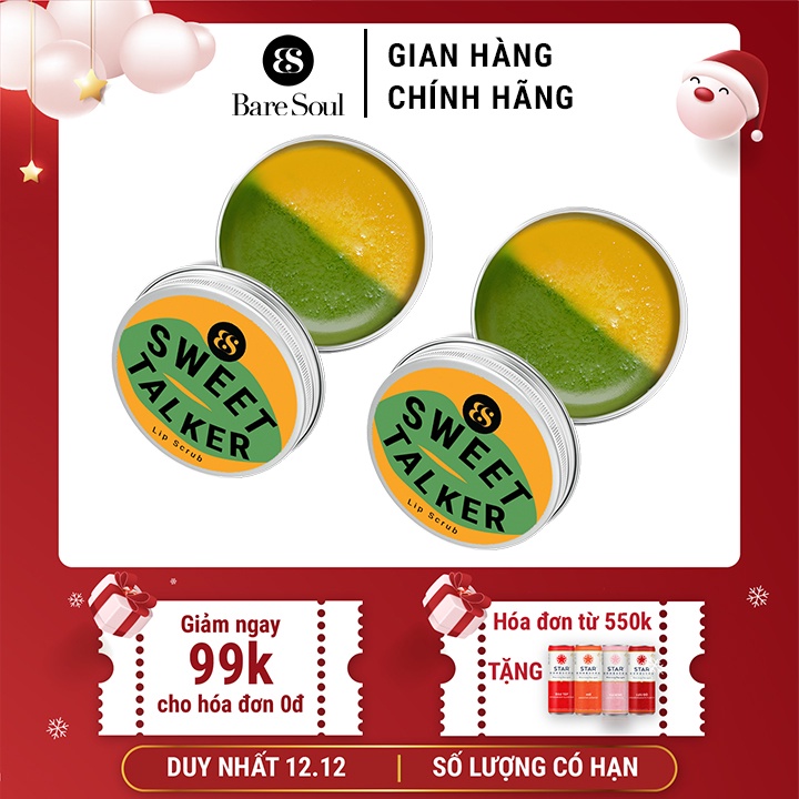 Combo 2 Son tẩy tế bào chết môi giúp dưỡng môi, giảm thâm môi, chống lão hóa BareSoul Sweet Talker Lip Scrub 20gx22