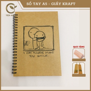 Sổ tay- Sổ tay ghi chép vintage - handmade giấy Kraft khổ A5 - I CAN