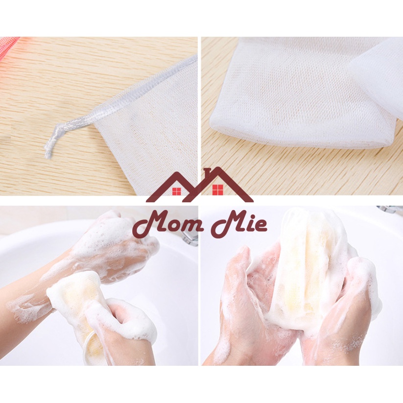 Túi lưới tạo bọt xà bông 2 lớp có dây rút siêu tiện lợi - J195