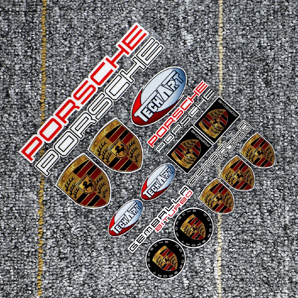1 Bộ Đề Can Vinyl Chất Lượng Cao Dán Trang Trí Mũ Bảo Hiểm Xe Hơi Porsche