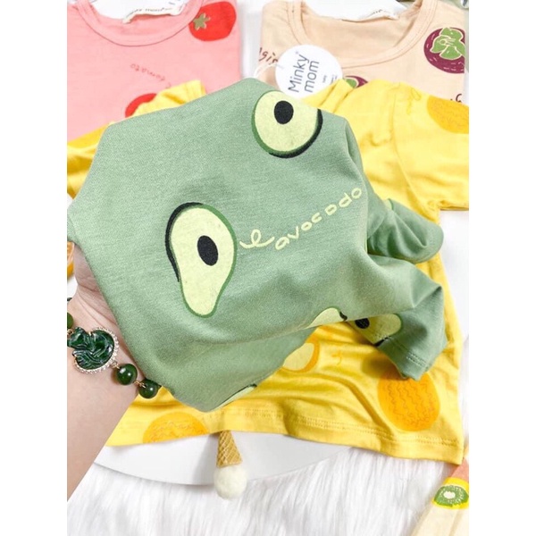 Bộ quần áo dài tay Minky mom thun lạnh họa tiết trái cây cho bé [BABY KHOAI]