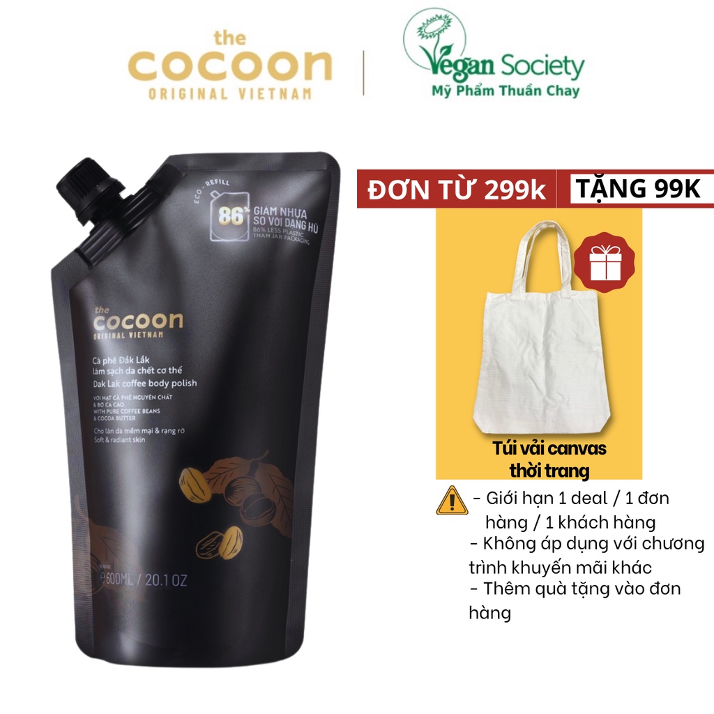 Tẩy da chết cơ thể body cà phê cocoon 600ml Big size