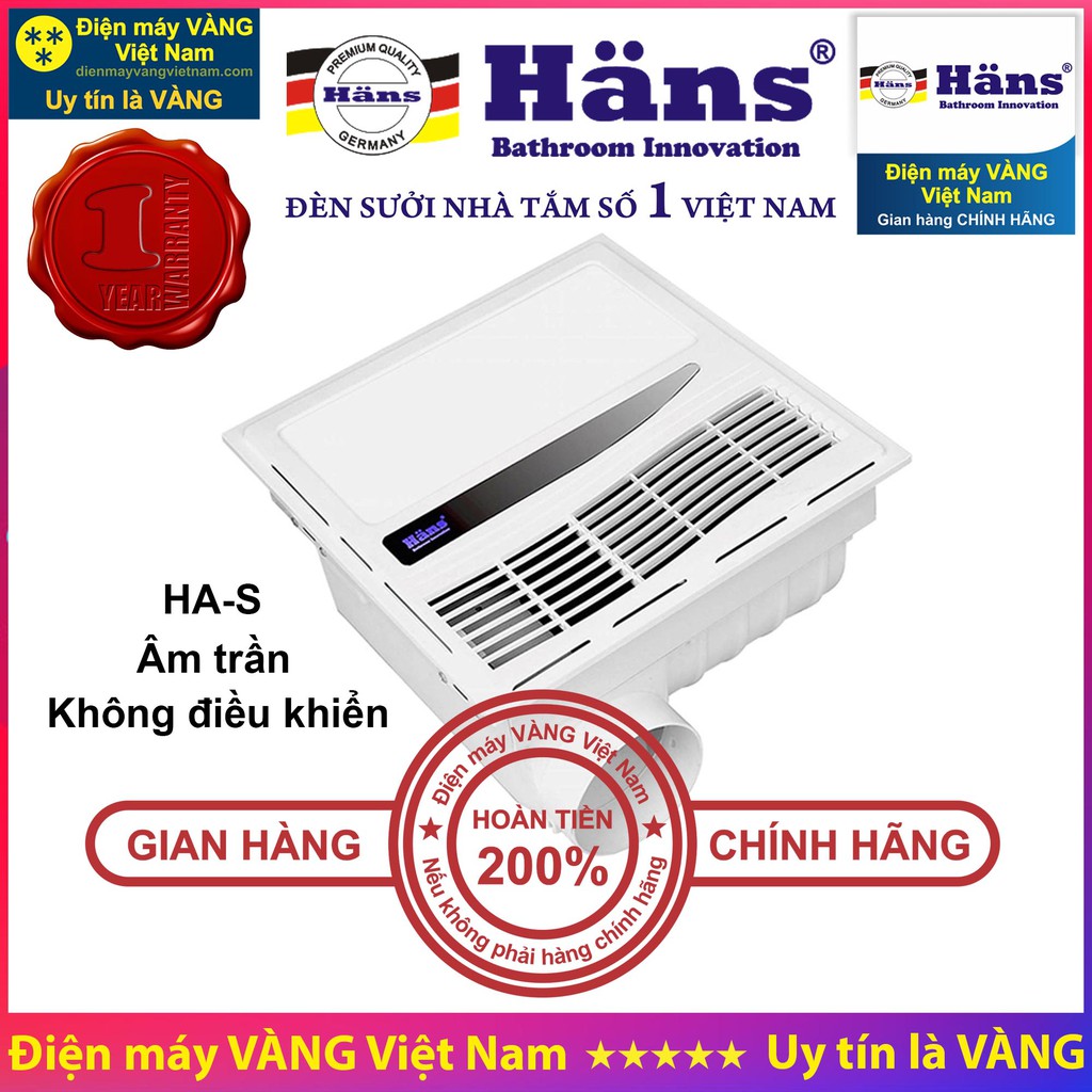 Đèn sưởi nhà tắm Hans H2B H3B H4B HA-S HA-R - Hàng chính hãng