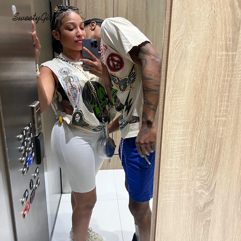 Áo Thun Sát Nách Cổ Tròn Dáng Rộng In Hoạt Hình Dasigner Nhiều Màu Thời Trang 2022 Cho Nữ