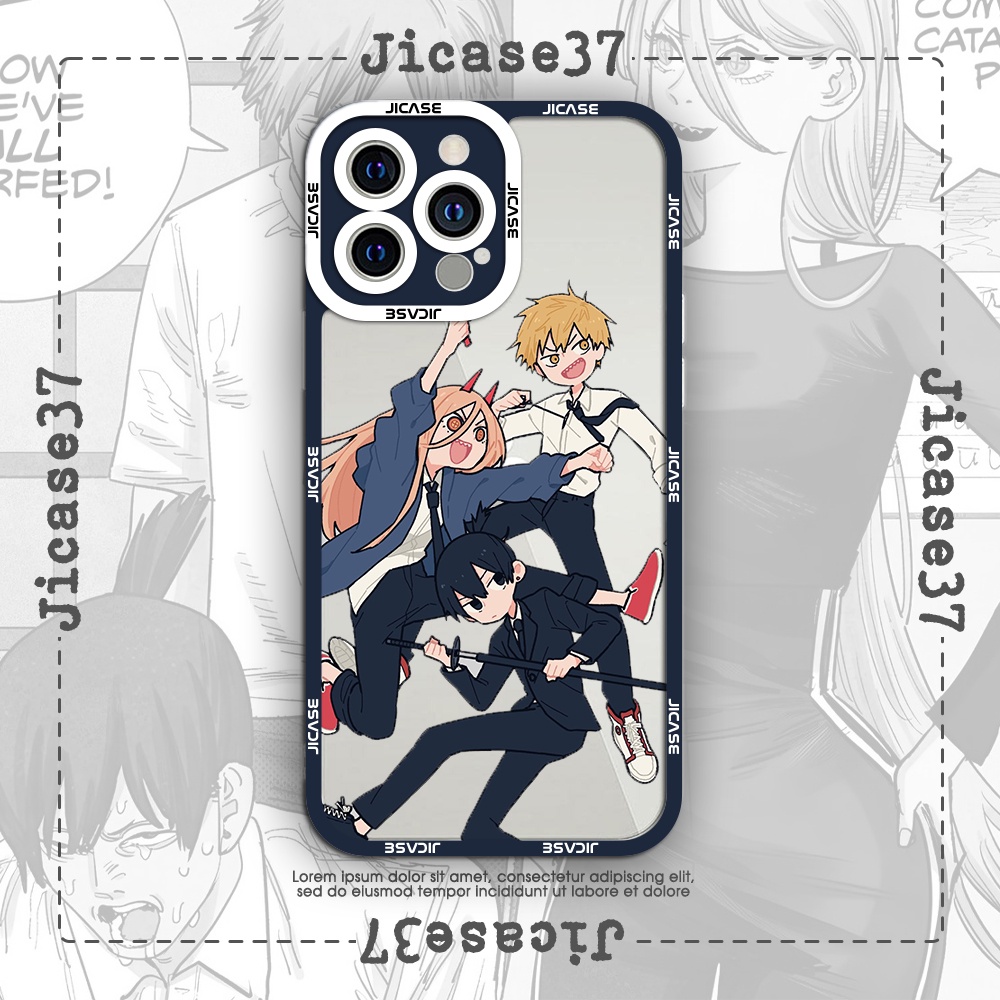 Ốp lưng iPhone Cạnh Vuông Samsung Xiaomi Oppo Jicase Chainsaw Man Power Aki