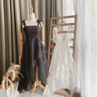 Đầm tiệc 2 dây tà voan