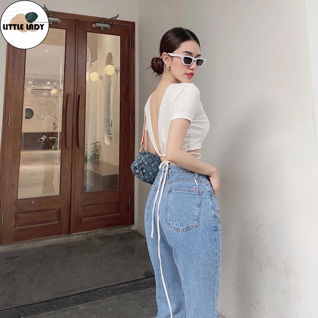 Áo Croptop Cổ V Kiểu Khoét Ngực Bigsize Dưới 70Kg Cột Dây Eo "V"