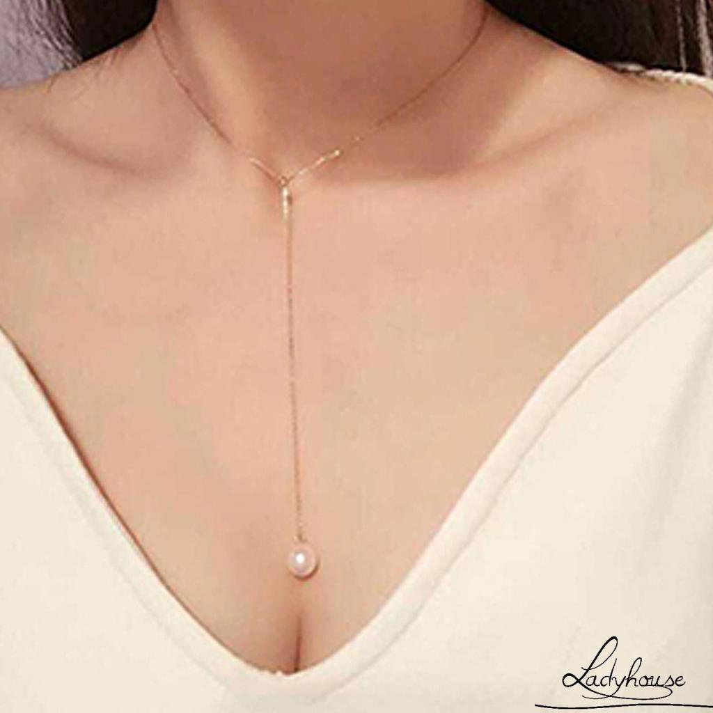 Vòng cổ Mặt Ngọc Trai Nhân Tạo Bằng Hợp Kim Dành Cho Nữ