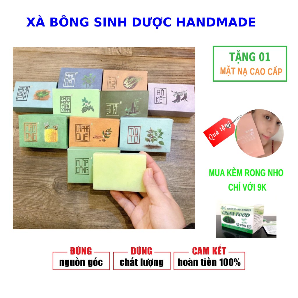 Xà bông Sinh Dược - Xà Phòng Handmade 100% Thiên Nhiên ( Mướp Đắng, Sả Chanh, Than Tre)
