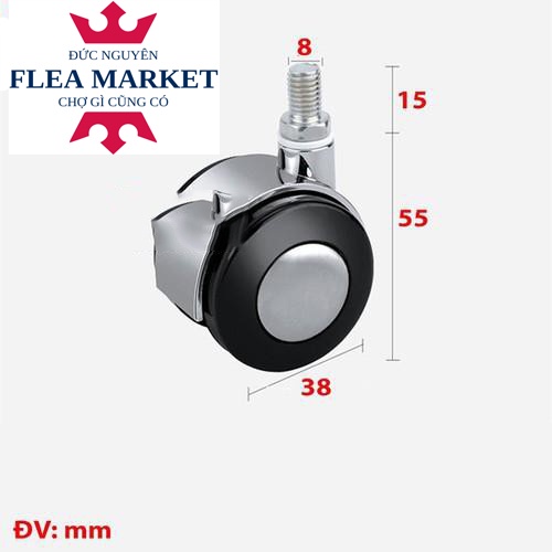 Bánh xe lăn inox chốt vặn - 8x38mm bộ 2 cái HÀNG CAO CẤP