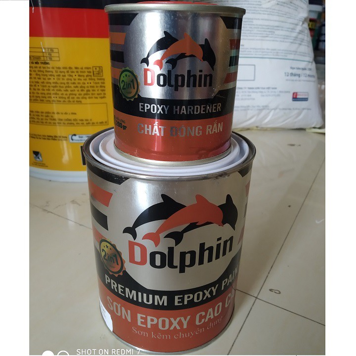 Màu Tím Sơn sắt mạ kẽm Epoxy Dolphin 2 thành phần ( Sơn 2k phần 1 ) loại 1kg