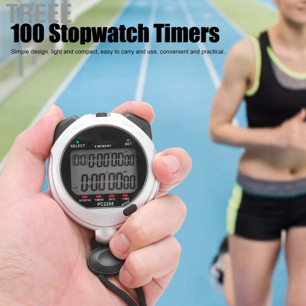 Treee Portable Running Stopwatch Sport Counter Alarm Referee Chronograph Digital Timer