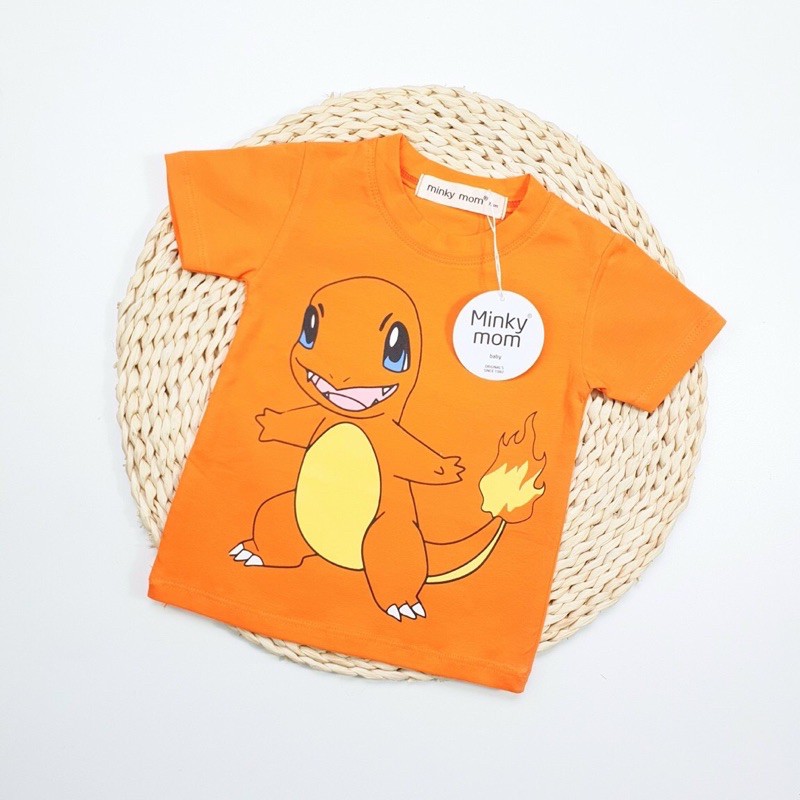 Minky Mom Hè 2021 Áo thun Lạnh bé Trai họa tiết hoạt hình Pikachu dễ thương