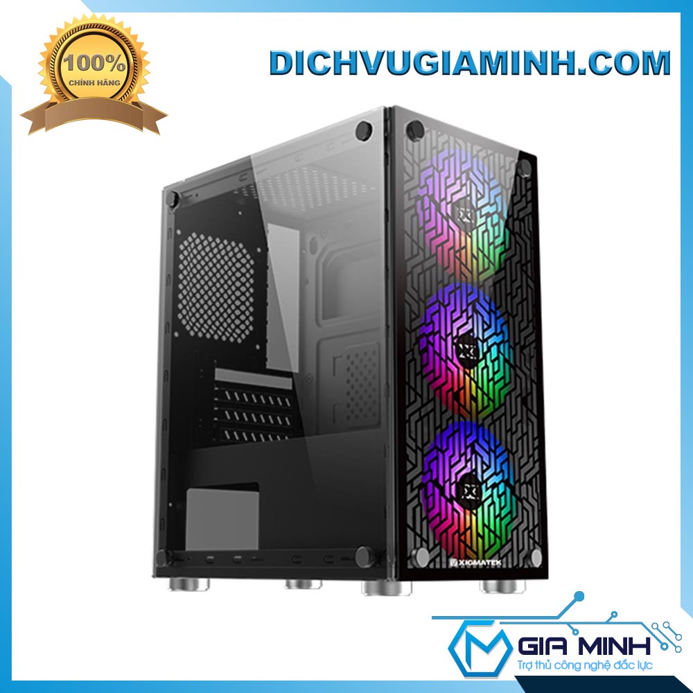 Vỏ Case Thùng Máy Tính Xigmatek NYX 2 Mặt Kính Cường Lực Quạt Rainbow RGB - Hỗ trợ Mainboard Micro ATX