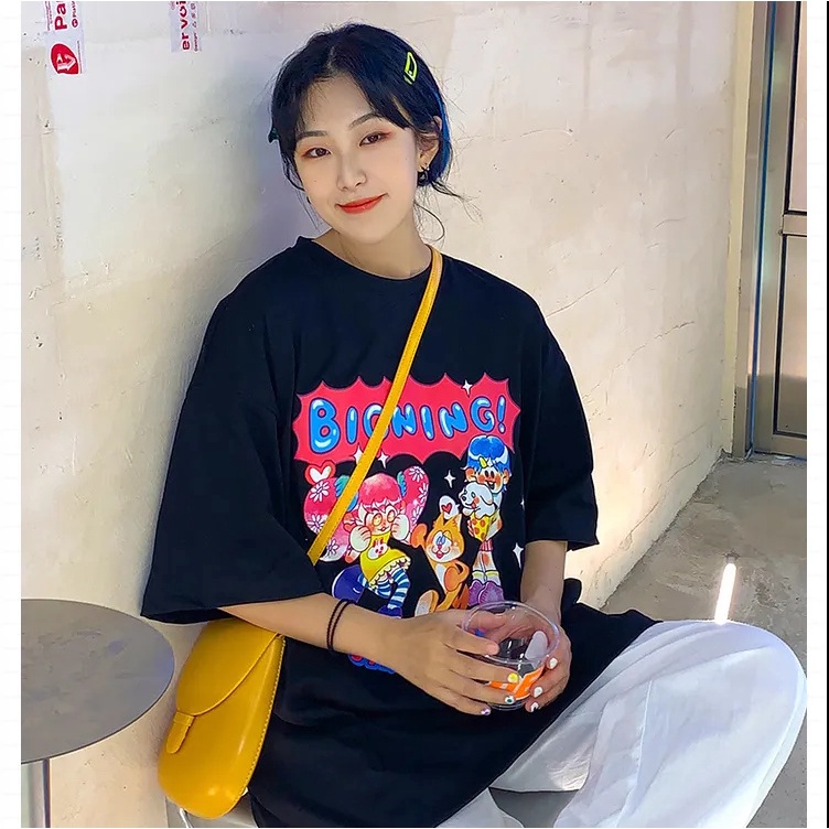 NRVP Áo Thun 100% Cotton Dáng Rộng Thời Trang Hàn Quốc Cho Nữ