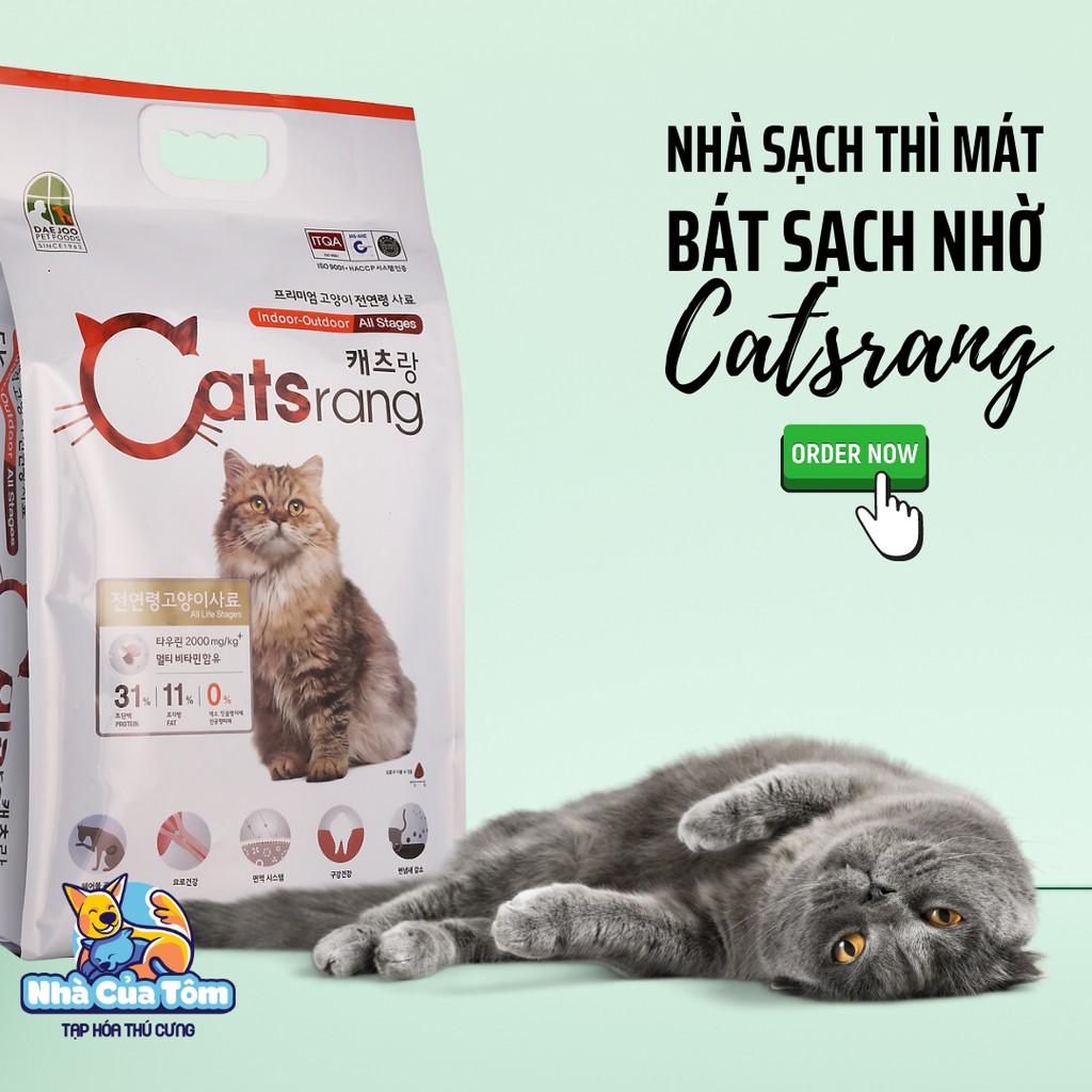 [Bao 1KG] Thức ăn hạt Catsrang cho mèo mọi lứa tuổi chống búi lông