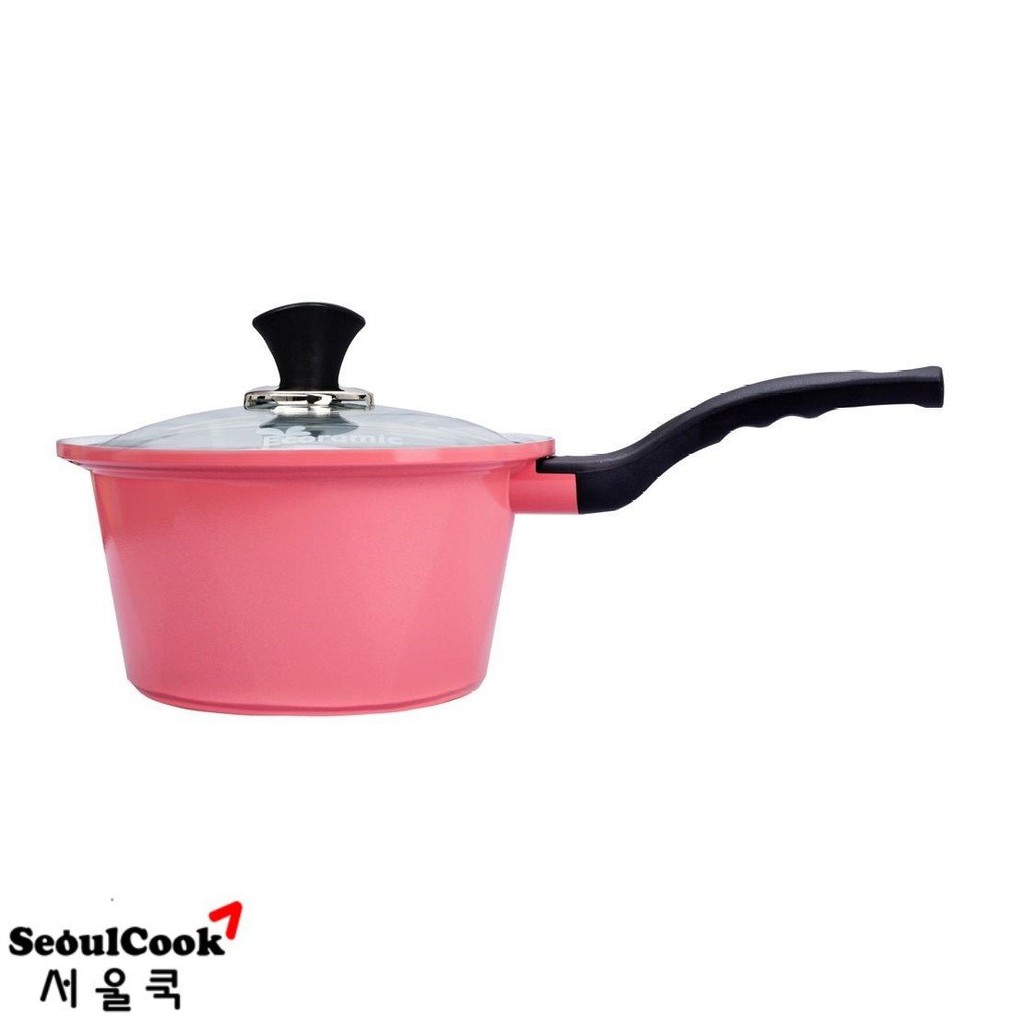 Seoulcook (E) Nồi đúc ceramic cao cấp 1 tay cầm 18cm, dùng được bếp từ