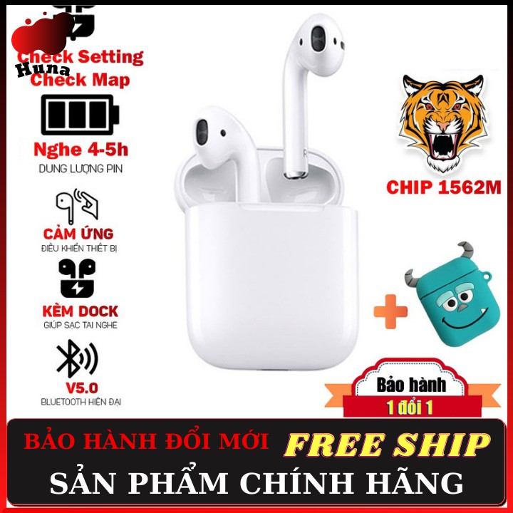 [AIRPODS 2 HỔ VẰN 1562M]⚡️Tai Nghe Bluetooth Cao Cấp Nhất Louda ✔Âm Chất ✔Tặng Kèm Vỏ Đẹp [BẢO HÀNH ĐỔI MỚI] - HunaStore