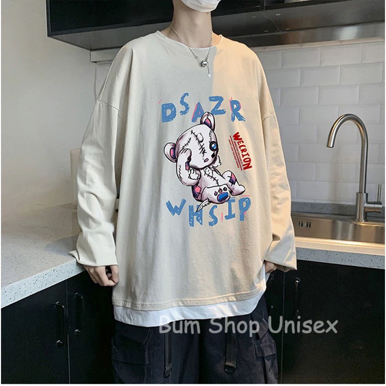 Áo Thun Unisex Tay Dài Freesize - TTD33 Gấu DSAZR - Chất Cotton Dày Dạn - Form Rộng < 75kg - 4 Màu Cực Chất | BigBuy360 - bigbuy360.vn