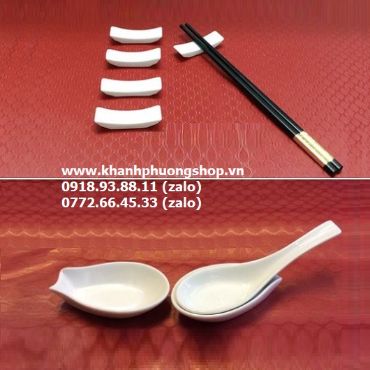 Gác muỗng đũa sứ trắng Minh Long - gác muỗng đũa sứ minh long
