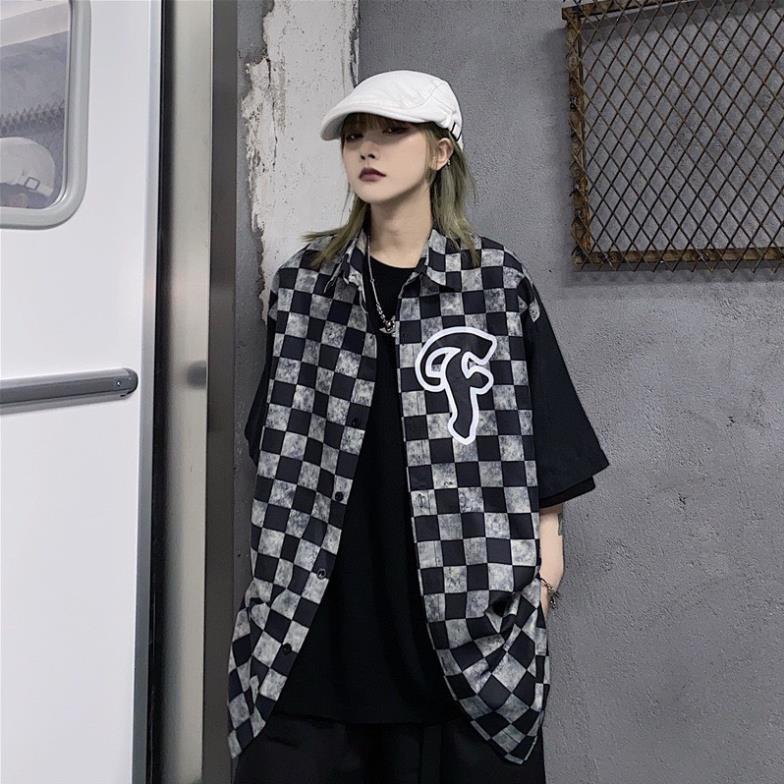 Áo sơ mi form thụng tay lỡ bàn cờ karo Chất thô dầy, in 5d không nhoè, unisex nam nữ freesize phong cách us