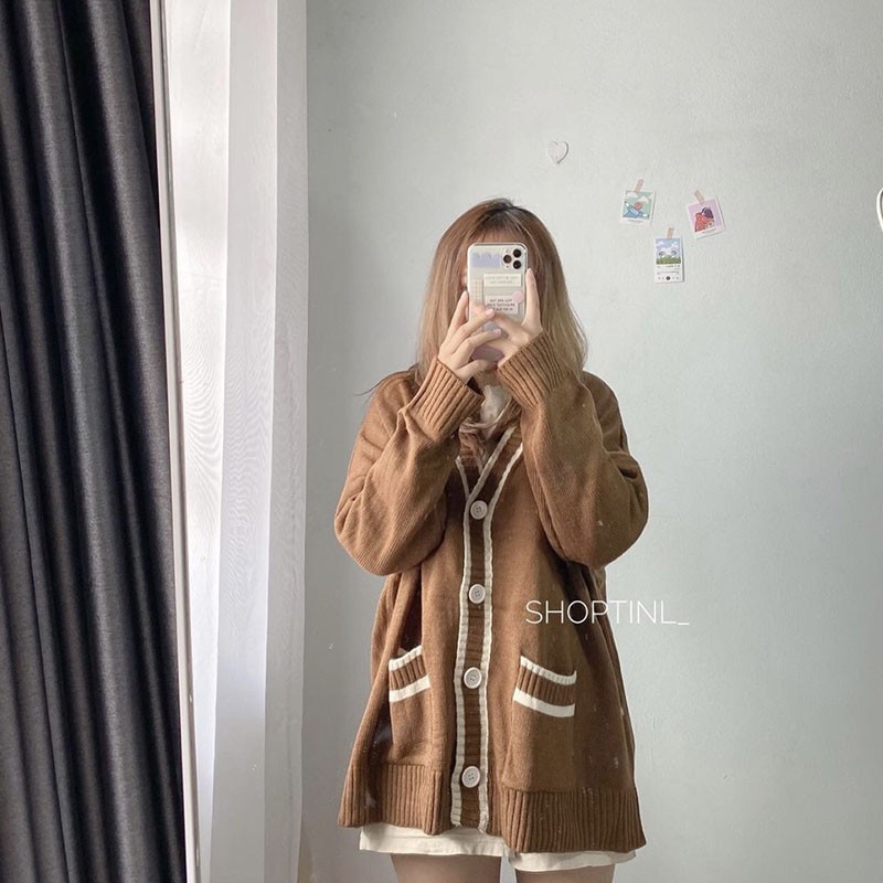 Áo Khoác Cardigan Nữ Kết Hợp Viền Trắng Cực Xinh M1082