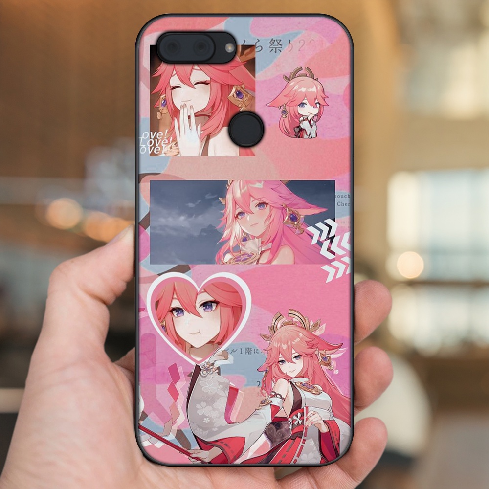 Ốp lưng Xiaomi Mi 8 Lite viền đen in hình Yae Miko Genshin Impact