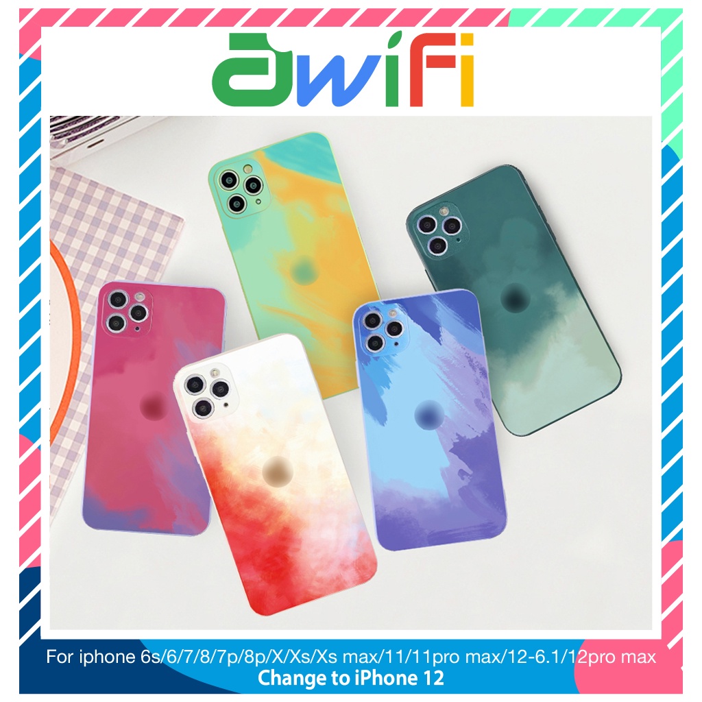 Ốp lưng iphone Water Color cạnh vuông BVC 6/6plus/6s/6splus/7/7plus/8/8plus/x/xr/xs/11/12/pro/max/plus/promax-Awifi A1-9