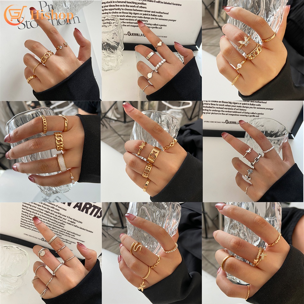 Nhẫn Kim Loại Hình Bướm Đính Ngọc Trai Nhân Tạo Thời Trang