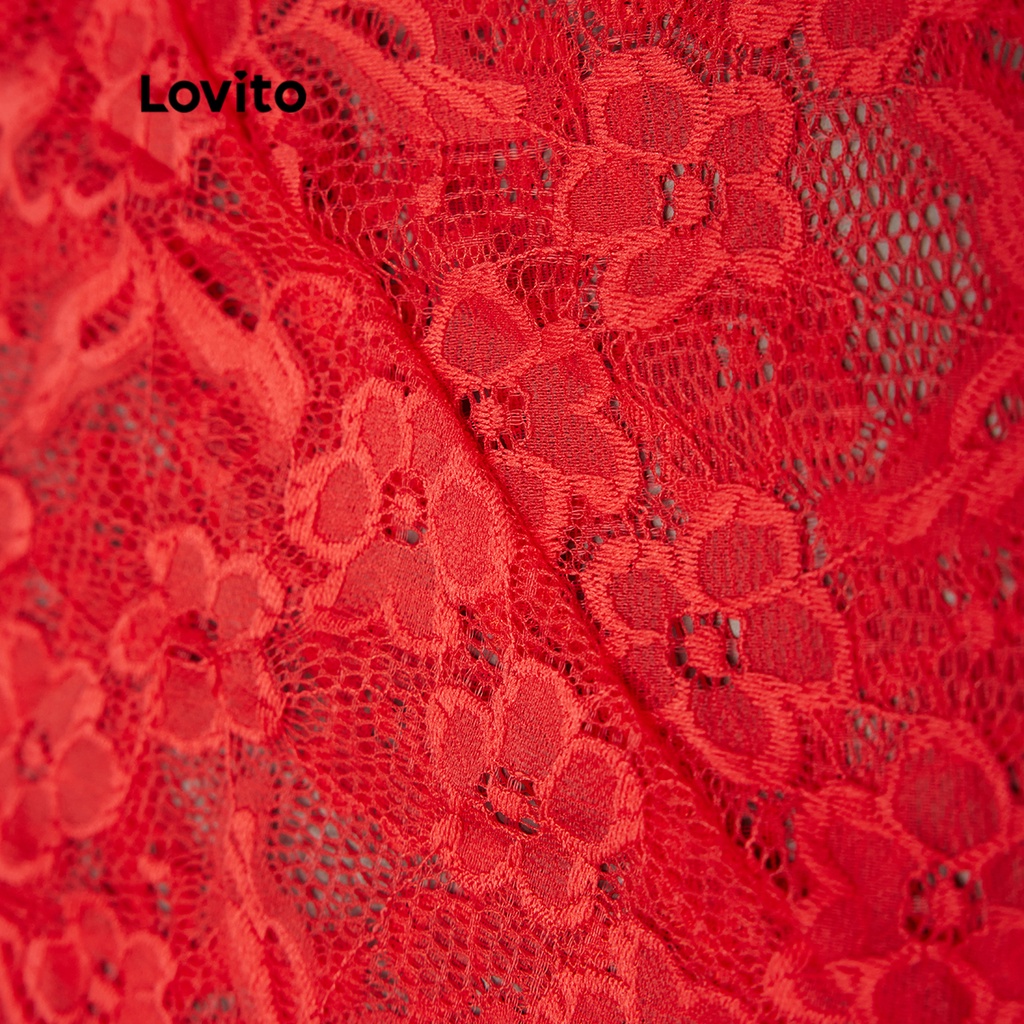 Lovito Bộ quần áo ren cổ chữ V gợi cảm L12058 | BigBuy360 - bigbuy360.vn