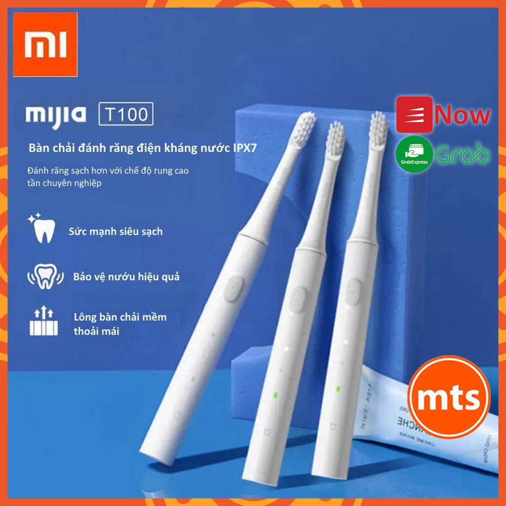 Bàn chải điện xiaomi Mijia T100 pin sạc kháng nước ipx7 bảo vệ nướu bàn chải đánh răng điện nhẹ 46g - Minh Tín Shop