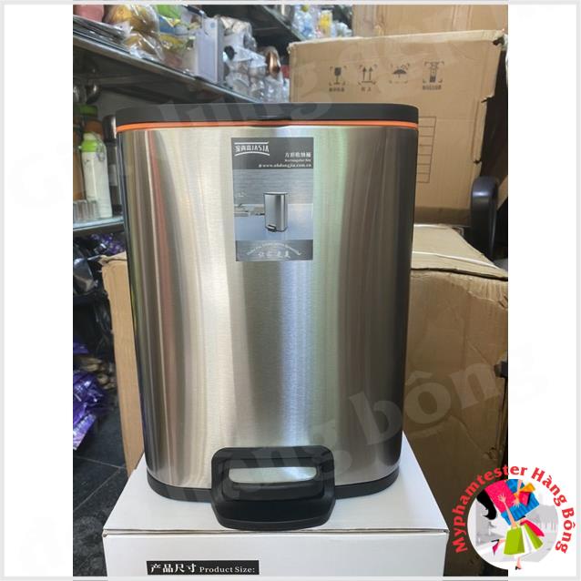 Thùng rác vuông inox phong cách hiện đại sang trọng mẫu mới 2020 2 cỡ 8 lít và 10 lít