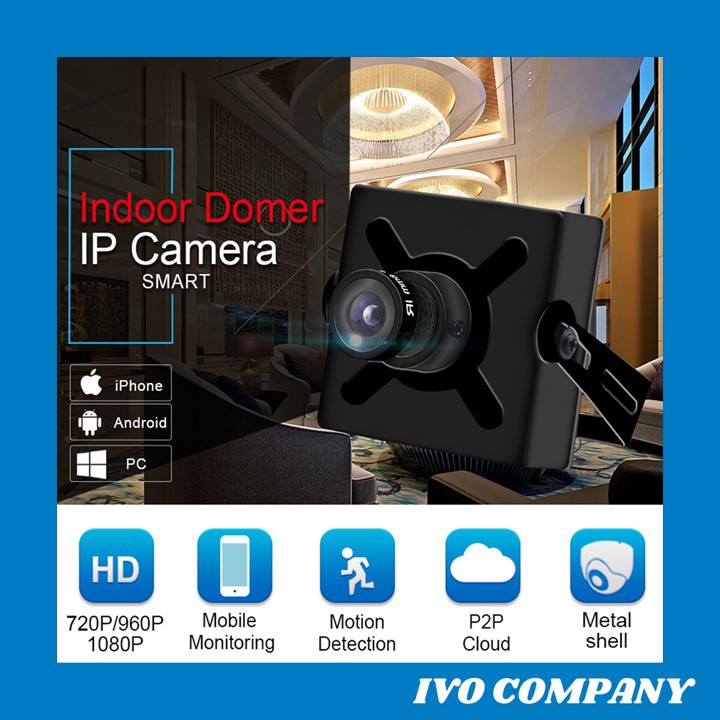 Camera Mini IP Indoor Sắt Đen Vuông 5MP