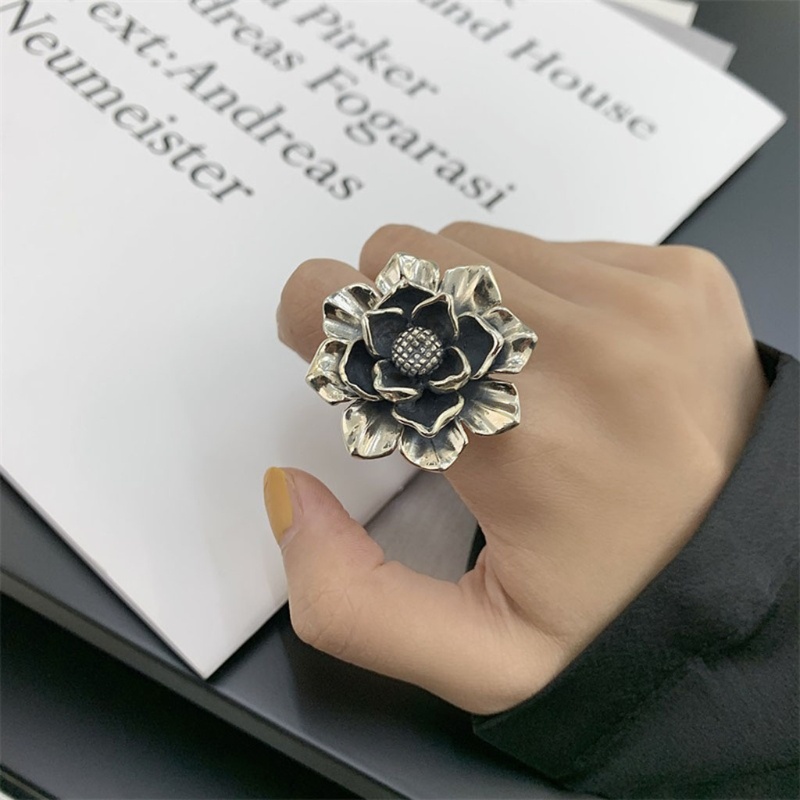 Nhẫn Dạng Mở Điều Chỉnh Được Họa Tiết Hoa Phong Cách Vintage Thời Trang Cho Nữ