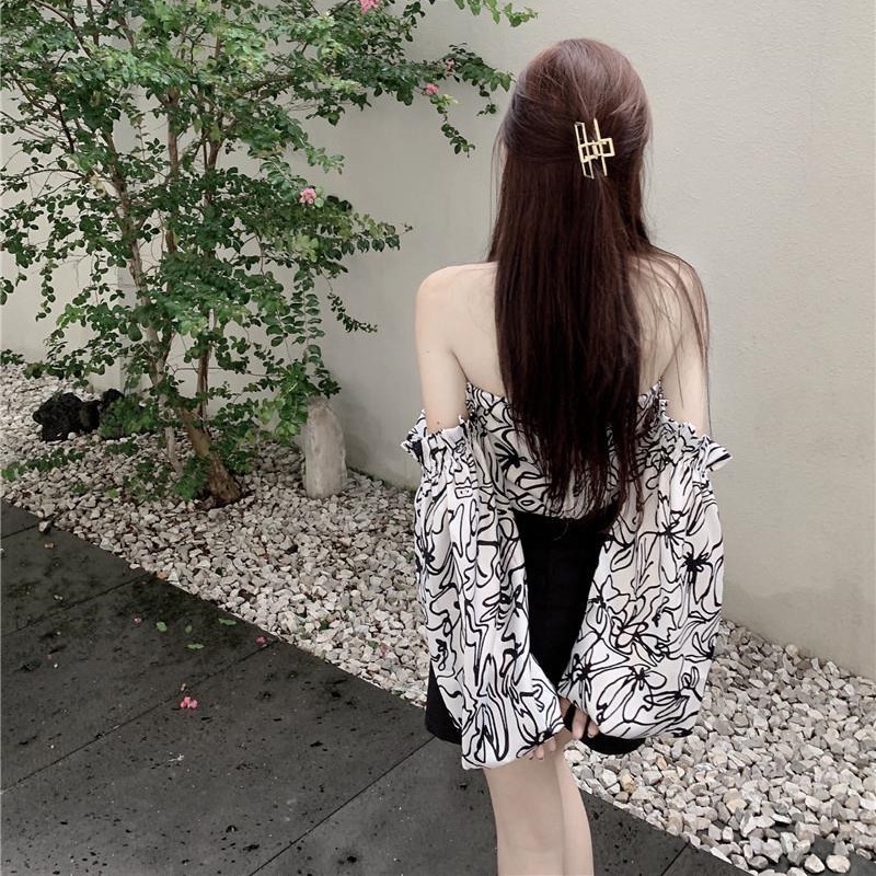 Áo Ngắn Trễ Vai Phong Cách Retro Thời Trang Mùa Hè Quyến Rũ Cho Nữ