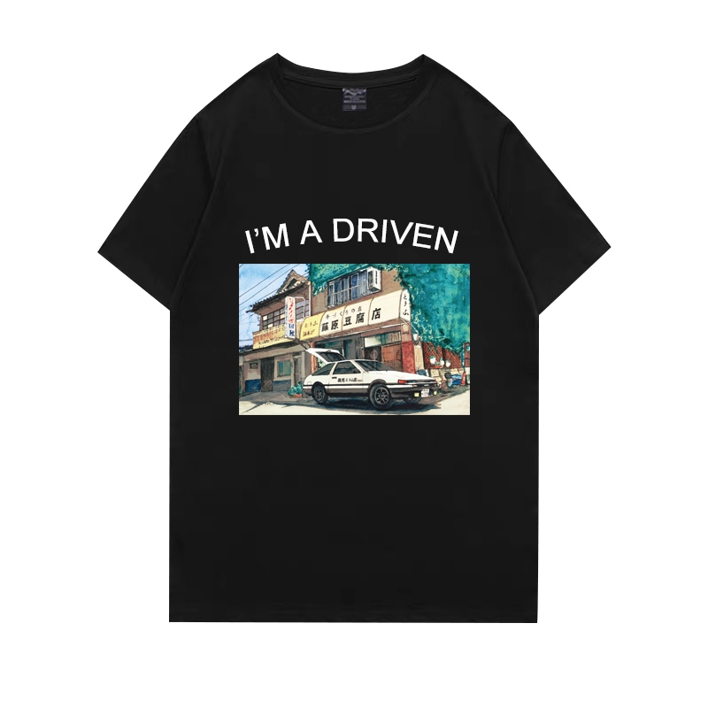 Áo thun cotton cổ tròn ngắn tay in họa tiết chữ "I am a driven" độc đáo