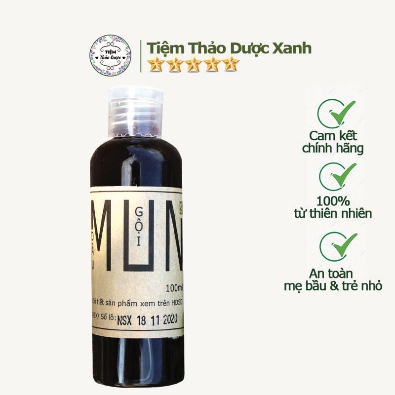 Dầu gội đầu Mun Tiệm Thảo Dược Xanh dầu gội giảm rụng tóc, hỗ trợ mọc tóc hiệu quả