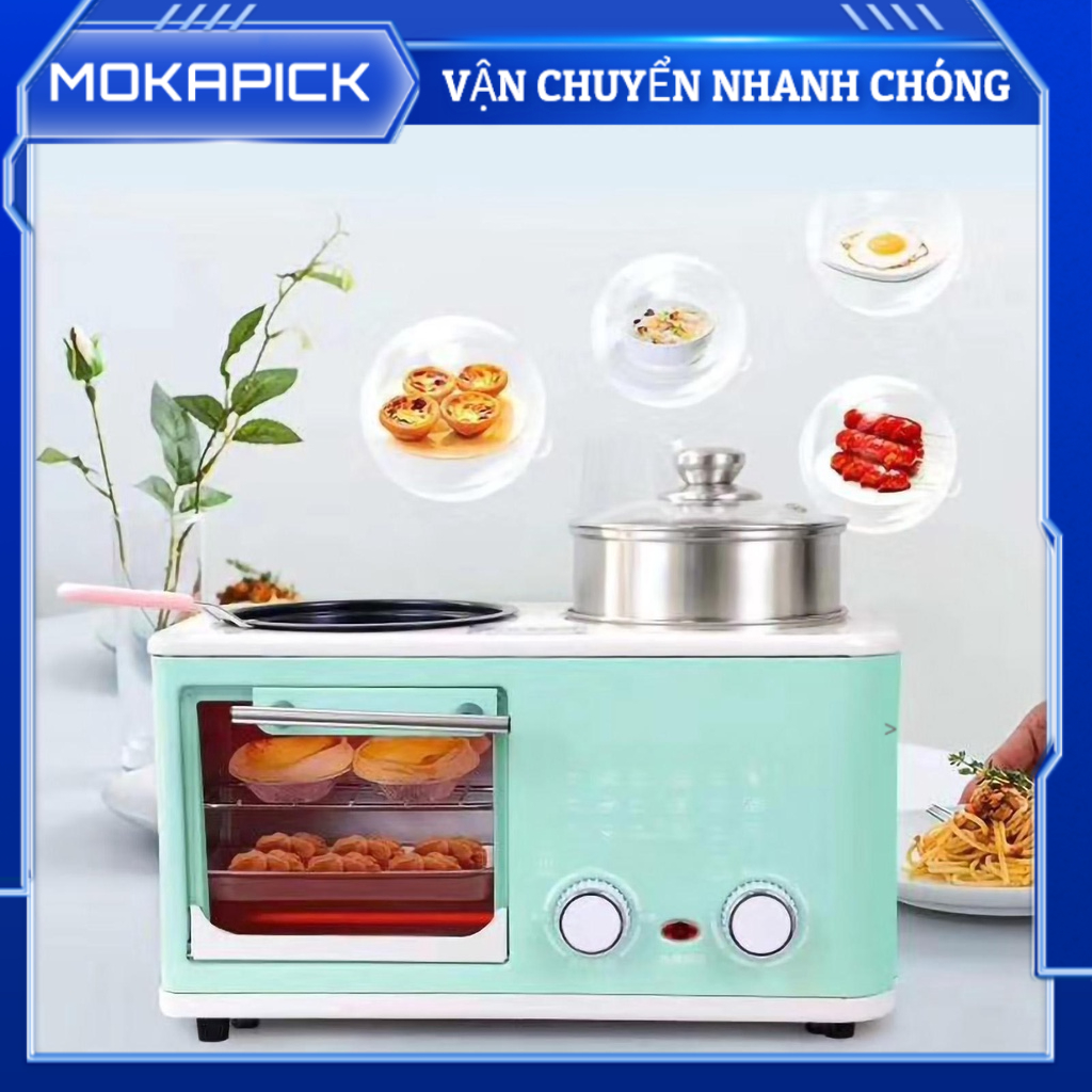 Máy ăn sáng đa năng 4 trong 1 Lò nướng bánh mì chảo nhỏ cho gia đình Mokapick