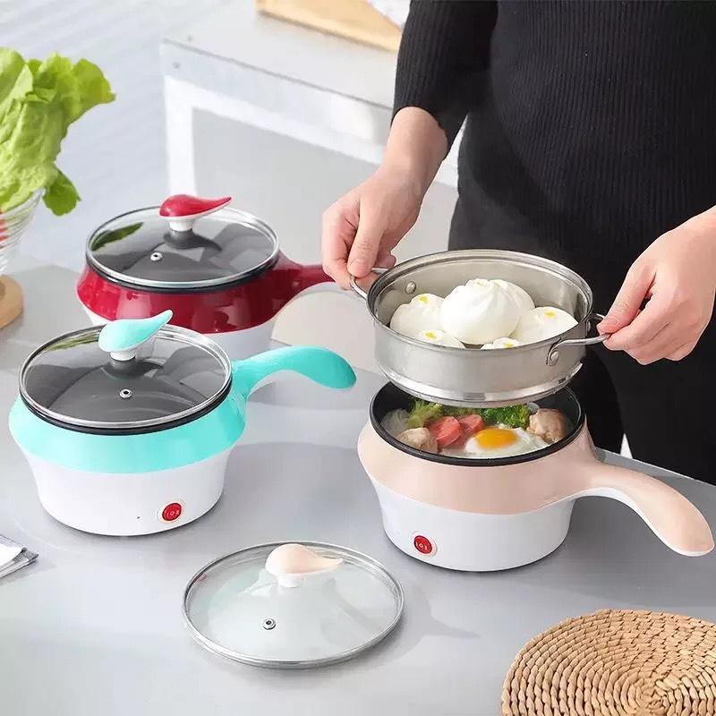 Nồi Lẩu Điện Mini 2 Tầng 18cm Kèm giá hấp Inox